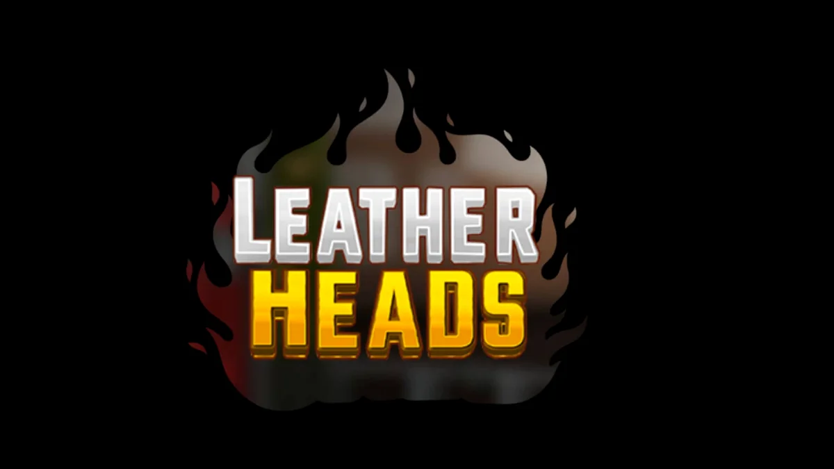 Tangkapan layar permainan slot Leatherheads menampilkan karakter pemadam kebakaran dan simbol api neon.